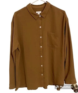 Blusa donna manica lunga Jill nuova con etichetta bottoni davanti taglia grande poliestere marrone - Foto 1 di 4