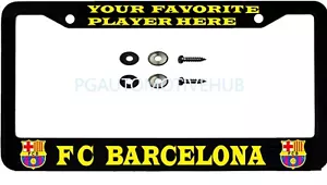 License Plate Frame Black Stainless Steel Vinyl Lettering for FC BARCELONA - Picture 1 of 3
