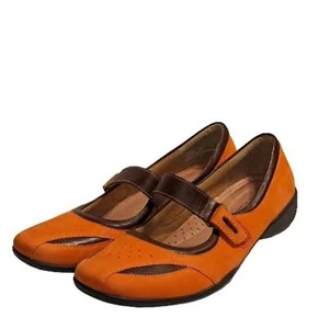 Naturalizer Womens Aesop Orange and Brown Leather Mary Jane Comfort Flats Size 8 - Picture 1 of 10