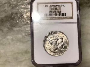 1924 Silver Huguenot Half Dollar Commemorative MS 66 - Picture 1 of 2