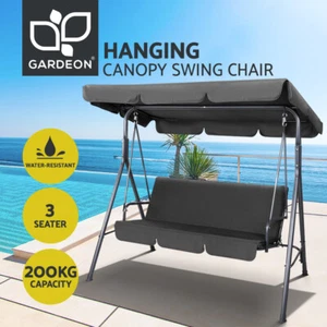 Gardeon Outdoor Swing Chair Garden Bench Furniture Canopy 3 Seater Black - Picture 1 of 11