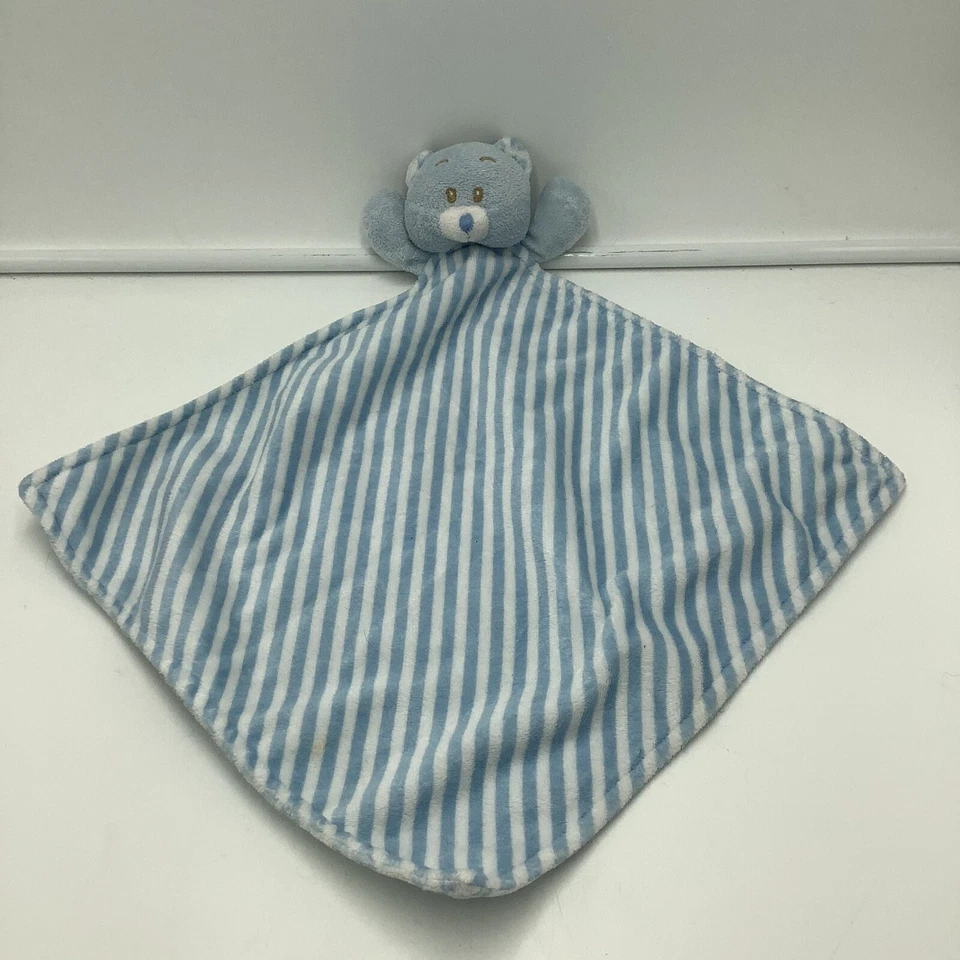 Manta de seguridad para bebé Dakin azul blanco oso de peluche sonajero a rayas Lovey Foto 1 de 4