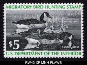 RW43 XF MNH FLAWS 1976 Canada Geese US Federal Duck Stamp Migratory Waterfowl - Picture 1 of 4
