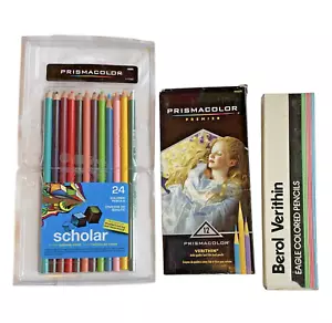 Prismacolor Verithin, Scholar, Berol Eagle Verithin Lot Of 44 Colored Pencils - Picture 1 of 11