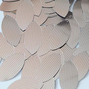 Sequin Navette Leaf 1.5" Pink Silver Pinstripe Metallic Couture Paillettes - Picture 1 of 2