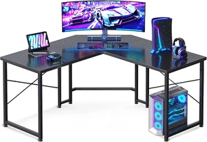 51 Inch L Shaped Gaming Desk, Compact Corner Computer Table, Writing Workstation - Picture 1 of 8