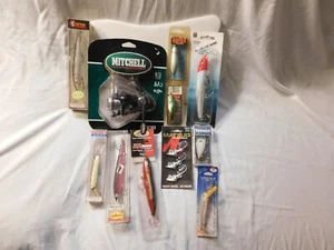 MITCHELL 308 C Spin Reel with Lot of Fishing Lures All New - Picture 1 of 11