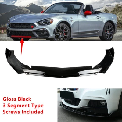 Add-on Universal Fit For Fiat 124 Spider 17-20 Black Bumper Spoiler Splitter Lip - Image 1 of 4