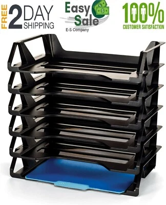 Paquete de 6 bandejas de cartas organizadoras apilables para documentos de oficina de escritorio Foto 1 de 4