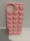 iPhone 15 Plus Case for Women, 3D Pop Bubble Heart Kawaii Gel Cover Baby Pink