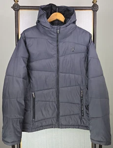 SPYDER Mens Insulated Hooded Full Zip Jacket Gray Size Medium Quilted Winter - Picture 1 of 17