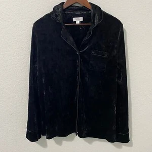 Top de pijama Nicole Miller New York para mujer talla L negro terciopelo aplastado nuevo con etiquetas - Imagen 1 de 10