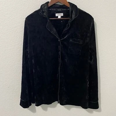 Nicole Miller New York Pajama Top Women's Size L Black Crushed Velvet NWT - Image 1 of 4