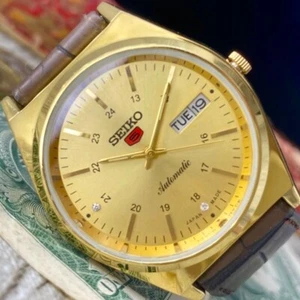 Seiko Five Watch Automatic leather Belt non OEM Lug 18mm Works well Vintage - Picture 1 of 10