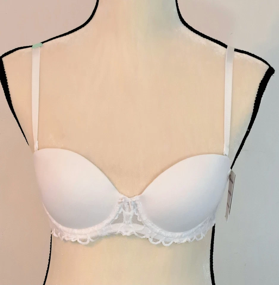 So Soft Lift Multi Way Bra Size 32B White Underwire Demi Balconette Lace - Image 1 of 4