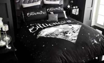 Juego de fundas de edredón multimillonario doble con fundas de almohada x2 negras/blancas nuevas  Foto 1 de 3