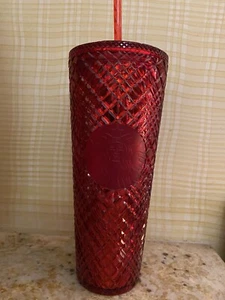Neu 2021 Starbucks Jeweled Red Acryl Cold Cup Tumbler 24oz - Bild 1 von 3