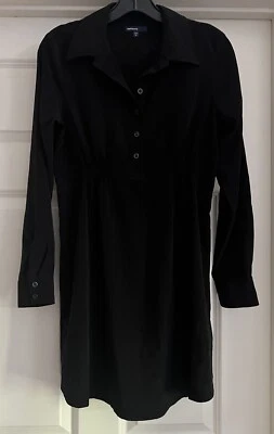 GapMaternity Black Satin Long Sleeve Size XS Popover Collared Longer Tunic - Image 1 of 4