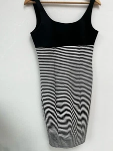 Zara Black and White Stripe Fitted Dress Preloved Excellent Condition Size M - Picture 1 of 6