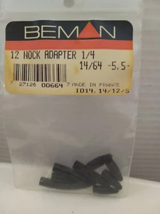 Beman Archery Arrow Nock Adapters Black 1/4 14/64 12 Pieces - Picture 1 of 3