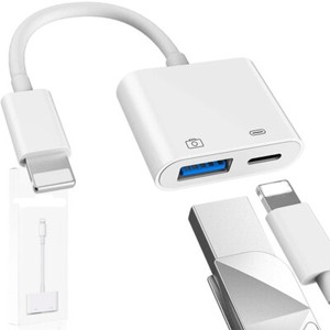 2 in 1 to USB 3.0 OTG Adapter for iPhone/Type-C Connect USB Flash Drive,Camera