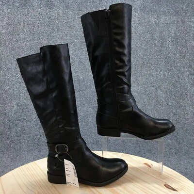 Style And Co Boots Womens 5M Madixe Tall Zip Riding Boot Black Faux Leather NEW - Image 1 of 4