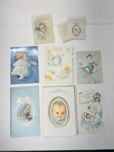 8 Vintage American Greetings Hallmark Gibson Baby Boy Girl Greeting Cards Used - Picture 1 of 14