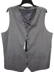 Perry Ellis Vest Tall XLT Slim Fit Brushed Nickel Silver Herringbone NWT (V-94) - Foto 1 di 4