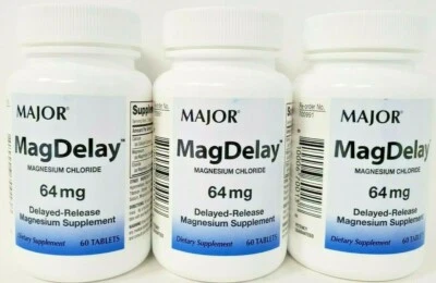 MagDelay 64 mg suplemento de magnesio de liberación retardada 60 comprimidos - paquete de 3 Foto 1 de 2