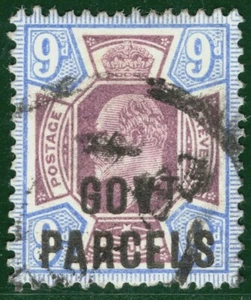GB KEVII Officials SG.O77 9d Purple & Ultram GOVT PARCELS Used Cat £175 LRED30 - Picture 1 of 6