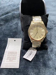 Armani Exchange AX2321 Men's Gold Stainless Steel Bracelet 44mm Dial 5ATM Watch - Picture 1 of 11