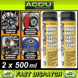 2x E-Tech Alto Rendimiento Pastillas de Freno de Coche y Piezas de Embrague Conjunto Limpiador Spray - Imagen 1 de 3