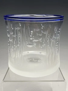 Signierte Kunstglas Aquarium Ozean Vase um 1988 - Bild 1 von 6
