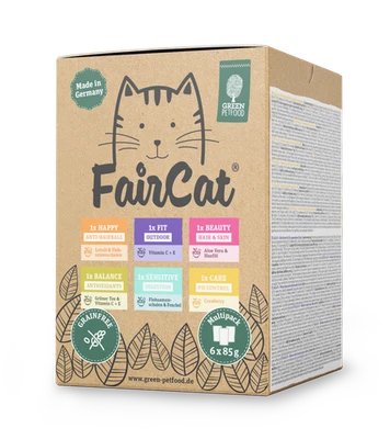 Green Petfood FairCat Multipack (8x 6x85 g) | getreidefrei | 6 versch. Sorten - Bild 1 von 2