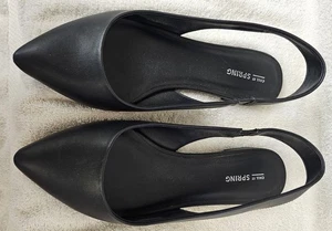 Call It Spring Black Faux Leather Slingback Pointed Toe Heels Size 9 - Picture 1 of 4