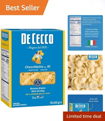 Auténtica Pasta Orecchiette Nº 91, 16 OZ - secado lento para un sabor superior Foto 1 de 4