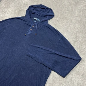 Sudadera con Capucha Polo Ralph Lauren De Colección Para Hombres 2XL Índigo Azul Marino 100% Lino Tejida Preppy - Imagen 1 de 8