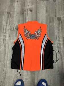 Giubbotto Harley Davidson nero arancione full zip moto giacca riflettente taglia L - Foto 1 di 6