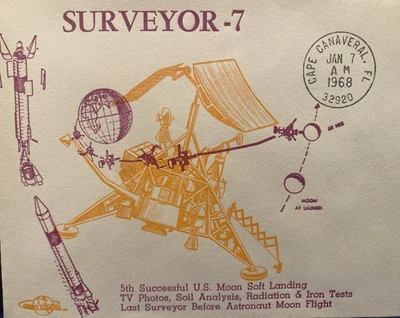 SURVEYOR - 7  LAUNCH, SCOUT FOR APOLLO - CAPE  CANAVE JAN 7 , 1968 ORBIT COVERS - Image 1 of 4