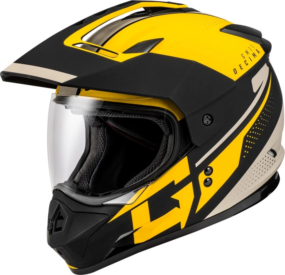 GMAX GM-11 Decima Helmet, Matte Black/Yellow/Grey 2X - Image 1 of 1