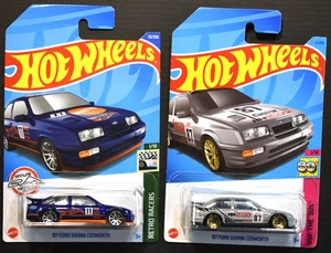 2 x Hot Wheels - '87 Ford Sierra Cosworth - Blue & Silver - Long Card - Picture 1 of 1