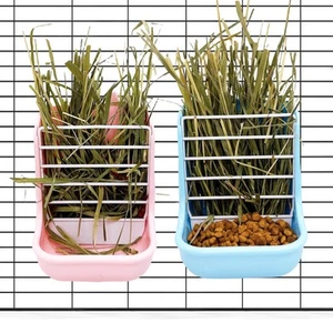 Hamiledyi 2PCS Rabbit Hay Feeders Rack 2 in 1 Feeder Bowls Double Bunny Feed ... - Picture 1 of 9