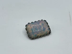 Antike Vintage viktorianische Drachen Atem rechteckige Cabochon Brosche Anstecknadel Glas Opal - Bild 1 von 4