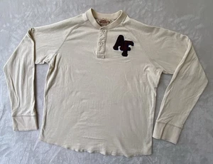 Abercrombie & Fitch Henley Hemd Herren XL beige bestickt Muscle Y2K Vintage - Punkte - Bild 1 von 10
