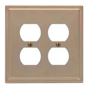 Moderne 2 Gang Duplex Stahl Wandplatte - Bronze gebürstet - Bild 1 von 12