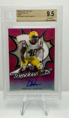 DEVIN WHITE RC 2019 LEAF VALIANT TENACIOUS D PINK #10/15 BGS 9.5 Auto 10 - Image 1 of 4