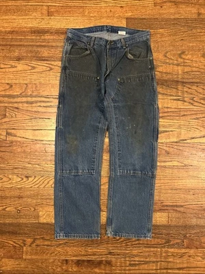 Key Men’s Double Front Knee Blue Jeans 33X31 Carpenter Utility Suspender Logger - Image 1 of 4