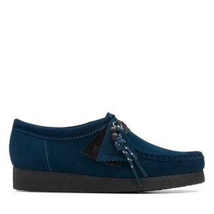 Clarks Wallabee 26173243 Womens Blue Leather Oxfords & Lace Ups Casual Shoes - Picture 1 of 7