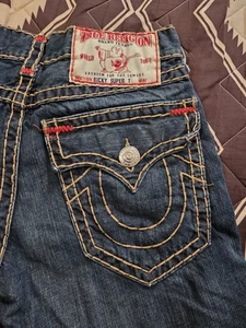 Pantalones de mezclilla True Religion Ricky Super T punto grueso para hombre talla 32 (33x32) hechos en EE. UU. - Imagen 1 de 17
