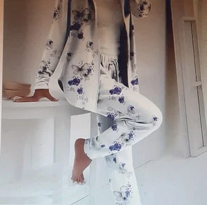 Übergröße lila Blumen & Schmetterlinge bedruckt Set Hose mit Hoodie S2XL EUC - Bild 1 von 4